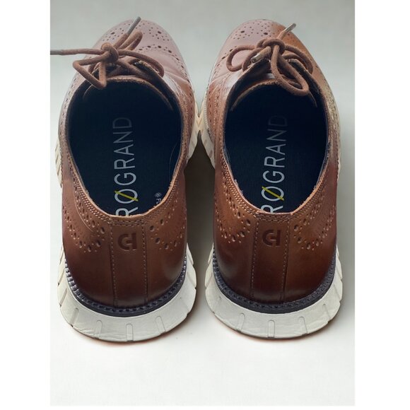 COLE HAAN ZERØGRAND Classic Tan Leather Wingtip Brouge Oxford Men's Shoes Sz 11 - Picture 5 of 9